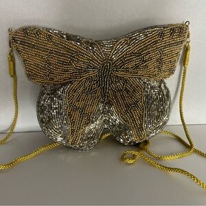 Neiman Marcus Gold and Silver Butterfly Clutch
